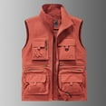thumbnail image 2 of USNSM Mens Vest Outwear Windproof Lightweight Softshell Vest Photo Hiking Travel Work Sleeveless Jacket with Pockets Red XL, 2 of 4