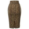 thumbnail image 3 of A2Y Women's Basic Solid Ponte Knee Length Slit Techno Span High Waist Pencil Skirt Leopard Khaki 2XL, 3 of 3