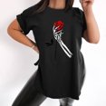 thumbnail image 2 of Moda Retro Moda Casual Cuello redondo Manga corta Ranura Estampado Camiseta Top Pompotops hkajfhjk460706, 2 of 9