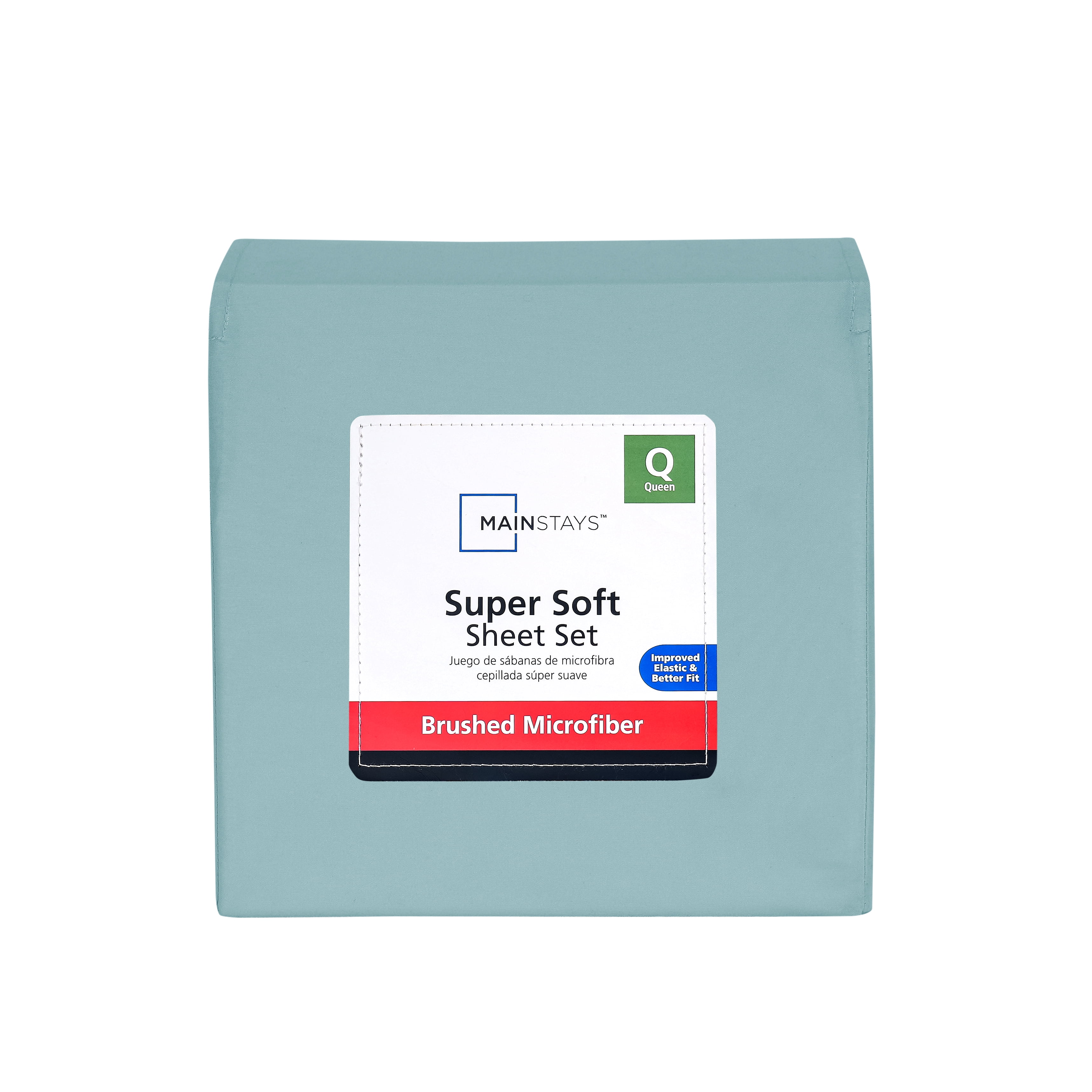 Mainstays Super Soft Brushed Microfiber Bed Sheet Set, Blue Cameo, Queen, 4 Piece