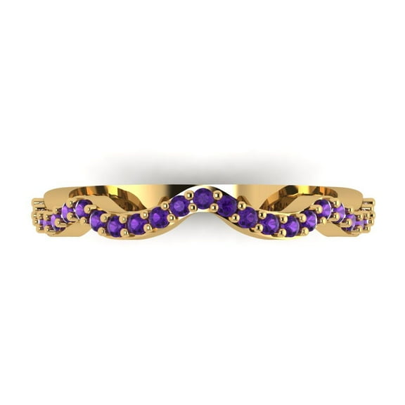 0.23 ctw Wedding Band for Women - 18K Yellow Gold Natural Amethyst Stackable Eternity Ring