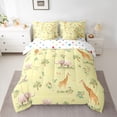 thumbnail image 2 of Castle Fairy Cute Wildlife Lion Elephant Giraffe Bedding Comforter Set 7-Piece for Kids Children Teens,Cartoon Floral Flowers Animal King Bedding Sets,Yellow Orange Ultra Soft Bed Sheets, 2 of 8