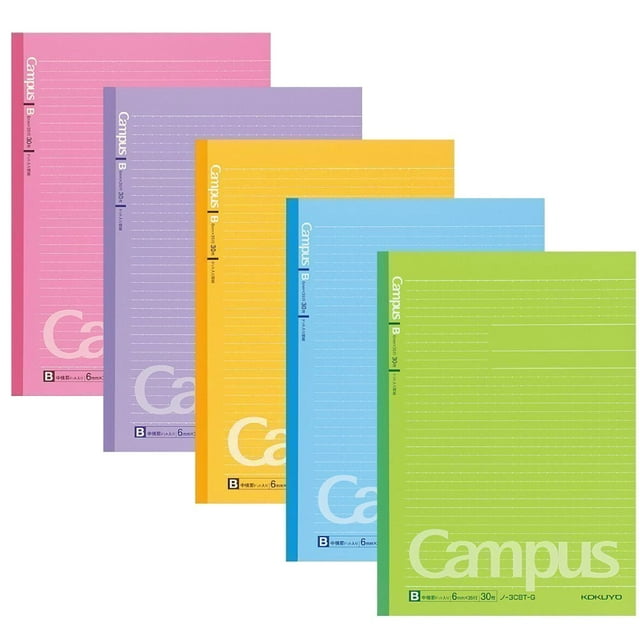 Cuaderno KOKUYO Campus Semi-B5, paquete de 5, 6 mm, rayado, 30 hojas