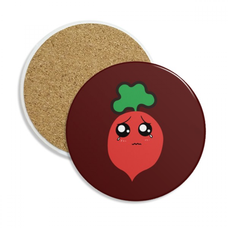 

Cute Cartoon Radish Injustice Happy Coaster Cup Mug Round Holder Absorbent Stone 2pcs