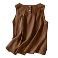 thumbnail image 6 of Htigea Linen Sleeveless Tank Tops Basic Summer Casual Crewneck Blouse Brown,S, 6 of 6