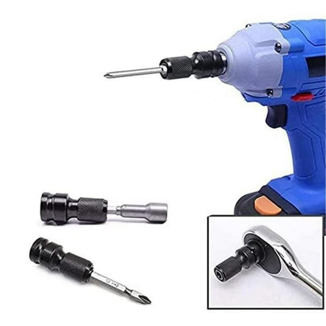 Adaptador de dado cuadrado de 1/2 pulgada a dado hexagonal hembra de 1/4 pulgada | Convertidor de mandril de liberación rápida | Compatible con llaves neumáticas, taladros y herramientas de