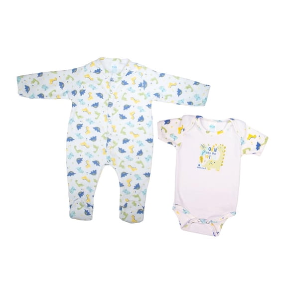 Set de ropa cotidiana Baby Mink Coordinado mameluco 3-6 Dinosaurios