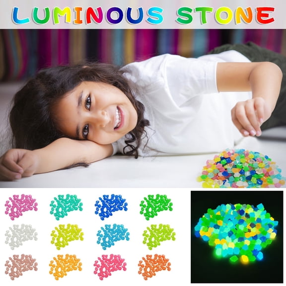 Nkmbld 300Pcs Glow in The Dark Pebbles, Outdoor Decorative Stones, Luminous Resin Pebbles for Fish Tank Aquarium, Garden Pathway Patio Yard