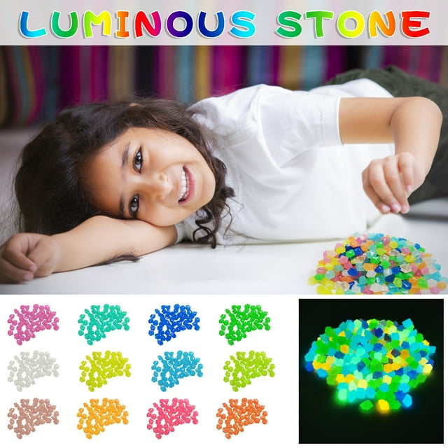 300 piedras luminosas • Guijarros luminosos multicolores para decoración de jardines, acuarios y piscinas • Piedras luminosas de 1,4x1,1 cm para relleno de pasarelas, paisajes y jarrones