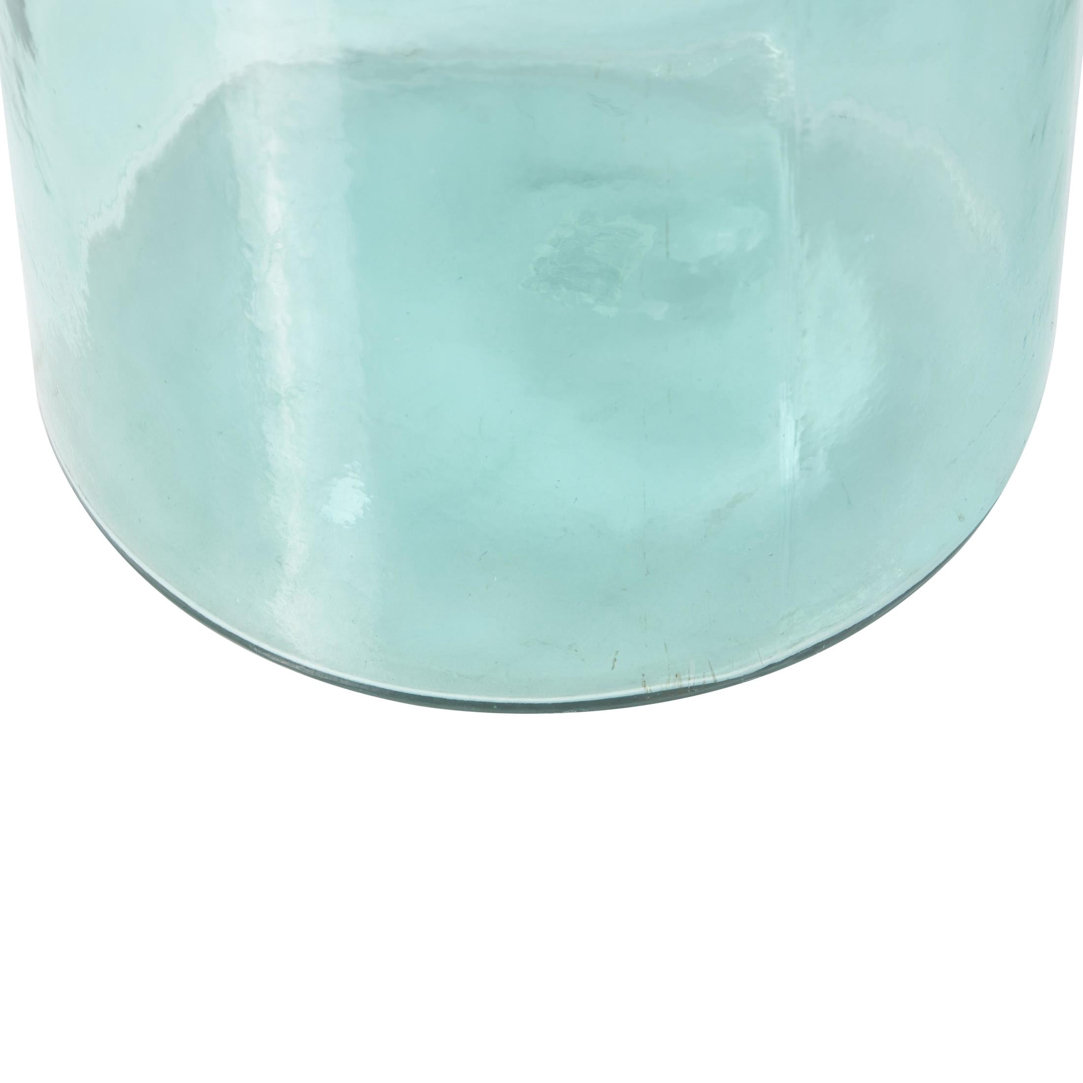 DecMode 30" Handmade Tall Spanish Bottle Neck Teal Recycled Glass Vase