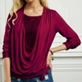 thumbnail image 2 of T-Shirts pour Femmes Manches Longues à Sequins Unis Hauts d'Été Amples Rouges TTG, 2 of 4