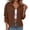 #027-Brown, variant on Women Solid Corduroy Shacket Lapel Collar Long Sleeve Casual Outer Coat for Weekday Wear