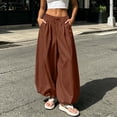 thumbnail image 6 of HappyYEE Women’s Baggy Balloon Pants Elastic Waist Wide Leg Joggers with Pockets Loose Fits Cuffed Ankle Lightweight Travel Trousers S, 6 of 7