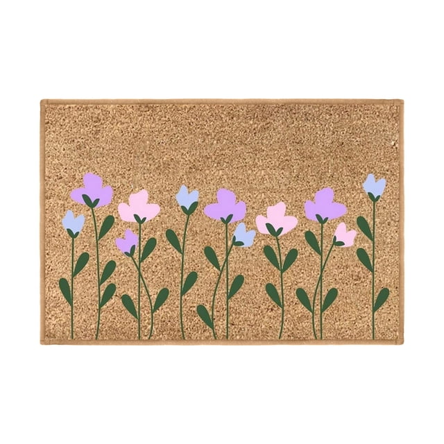 HHBEAUTY Summer Welcome Doormat Spring Summer Mats Welcome Floor Mats Polyester Door Rug Beach Flowers Sunshine Non Slip Floor Mat for Indoor Outdoor Home Decor