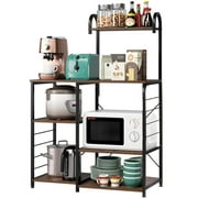 5-Tier Industrial Kitchen Bakers Rack Utility Storage Shelves Microwave Cart Microwave Oven Stand for Kitchen Organizer Rack, Rustic Brown -Easy to Assemble & Clean