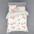 thumbnail image 2 of Ambesonne Rose Bedding Set 3 Pcs, Retro Painting, Twin XL, White Pink Green, 2 of 3