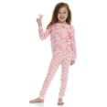 thumbnail image 2 of Cudlie Girls’ 4-Piece Pajama Set – Long Sleeve Cotton Blend Sleepwear, 2 Tops and 2 Pants, Fun Prints – Happy Hearts– Size 24 Months, 2 of 9