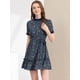 thumbnail image 2 of INSPIRE CHIC Vestido Floral De Mujer Gasa Con Volantes Ribete Lazo En La Cintura Elegante Verano Vestidos Hasta La Mitad Del Muslo Azul oscuro L, 2 of 5