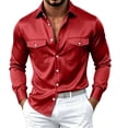 thumbnail image 4 of LEAVINGSUO Men's Dress Shirts Long Sleeve Button Down Shirt Solid Color Long Sleeved Casual Business Shirt Coffee XXL, 4 of 5