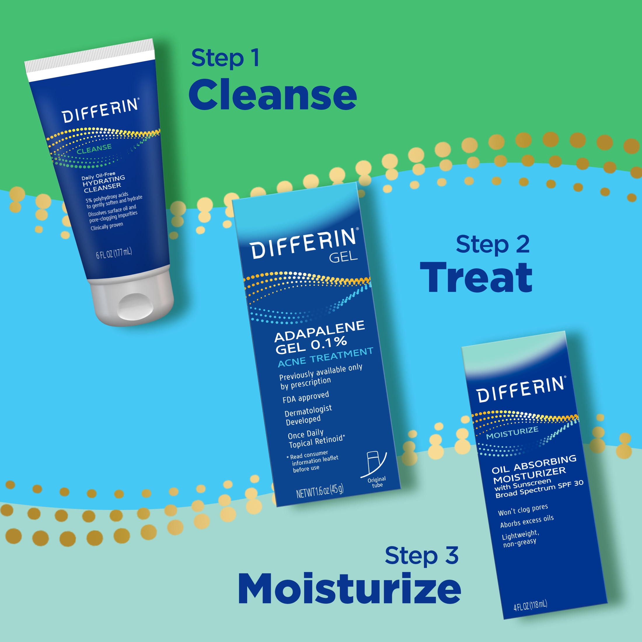 Differin Oil Absorbing Moisturizer with SPF30, Facial Moisturizer with Sun Protection, 4oz