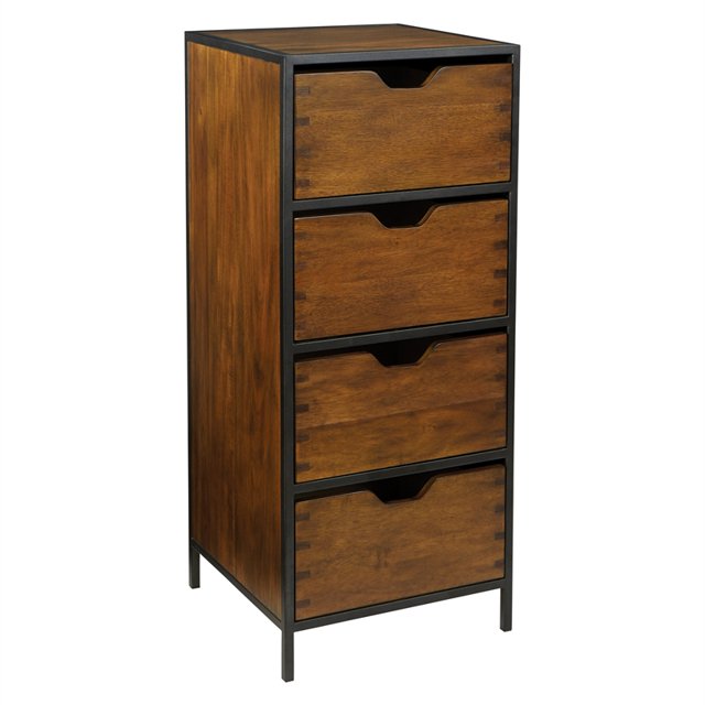 Clermont Storage Cabinet with 4 Drawers in Walnut Finish Fully Assembled