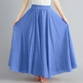 thumbnail image 6 of EINCcm Womens Linen Maxi Skirts Summer Boho Solid Beach Elastic High Waist Pleated A-Line Flowy Swing Ankle Long Maxi Skirts, 6 of 6