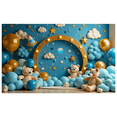 thumbnail image 3 of Blue Themed Background with Clouds Stars and Teddy Bears Banner Party Decorations Birthday Party Photography Props Baby Shower Backdrop Decors, 3 of 8