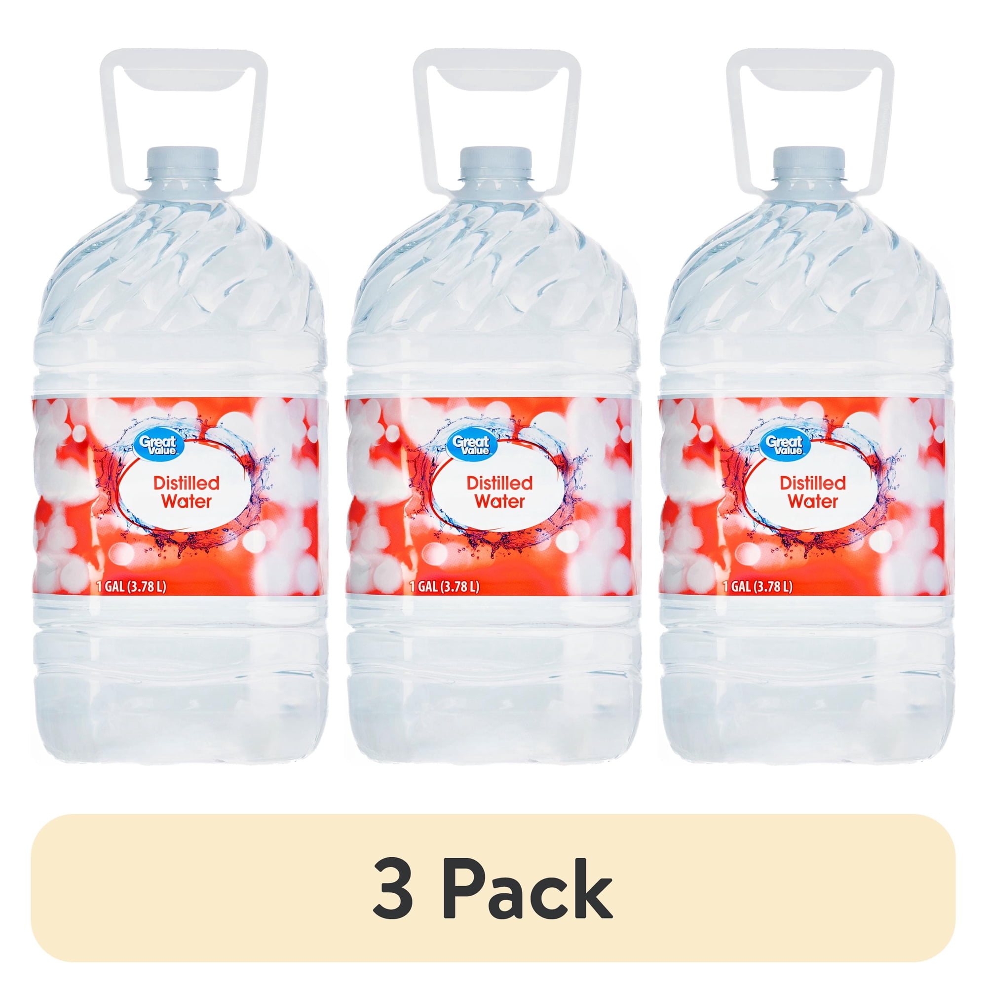 (3 pack) Great Value Distilled Water, 1 Gallon