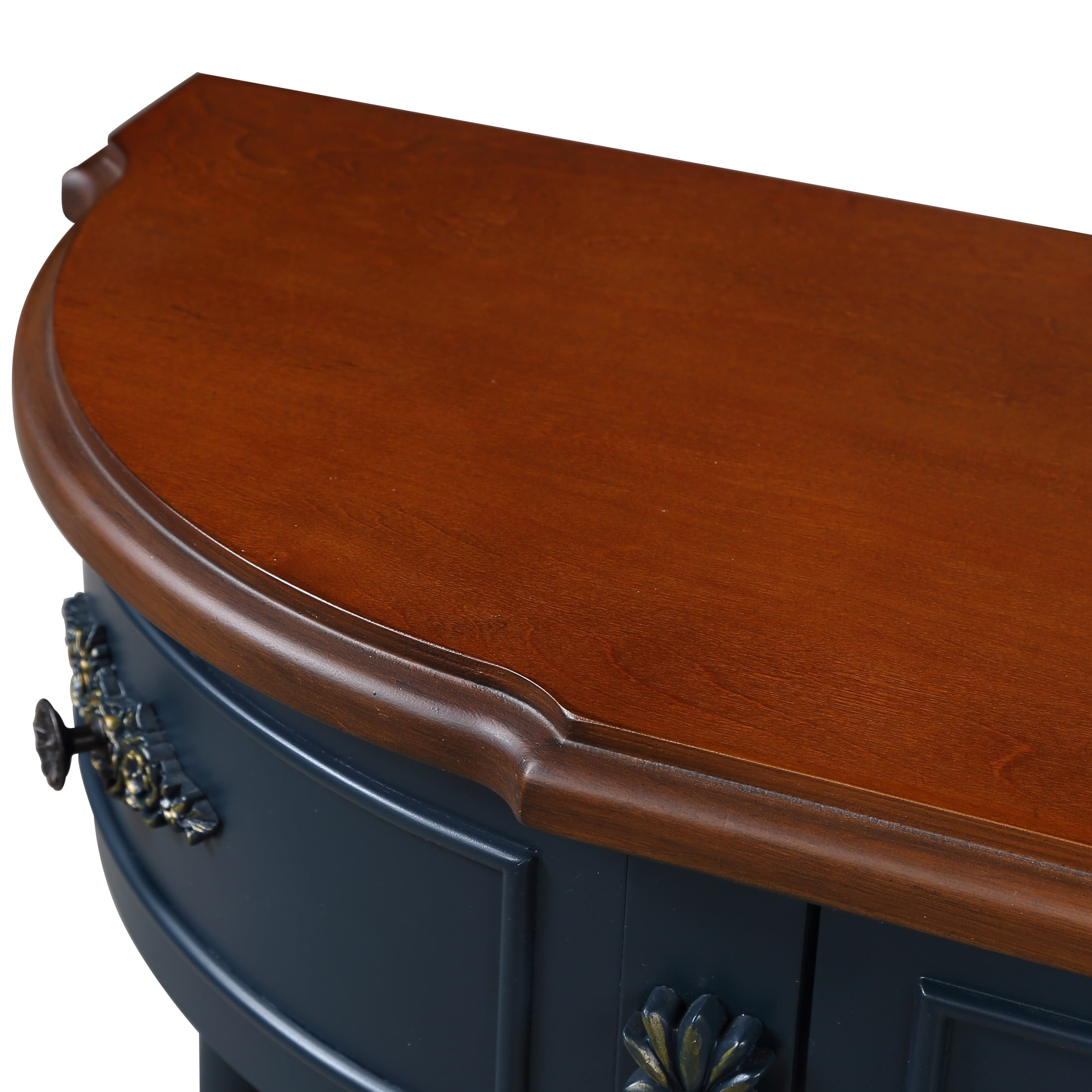 Aukfa Console Table, 52" Retro Half Moon Sofa Table with 2 Drawers and Shelf for Living Room/Hallway, Navy