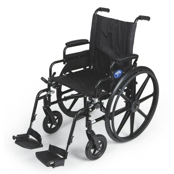 Silla de ruedas ligera Medline Premium, brazos de escritorio abatibles y reposapiés abatibles, asiento de 50,8 x 45,7 cm (ancho x profundidad)