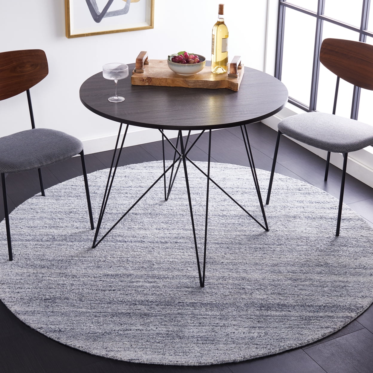 SAFAVIEH Mirage Lecia Striped Polyester Area Rug, Blue/Ivory, 4' x 6'