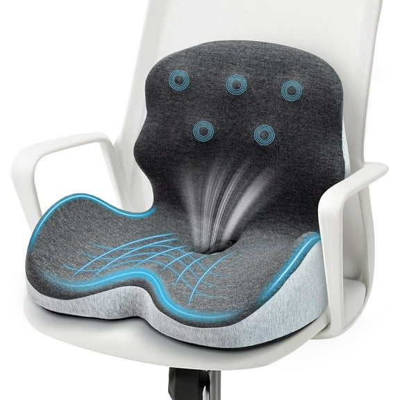 Seat Cushion - Memory Foam Cushion for Office Chair, Lumbar Support Pillow One Piece, for Sciatica & Tailbone Pressure Relief Coccyx Pad for Long Sitting Office Chair, Wheelchair, Home, Office