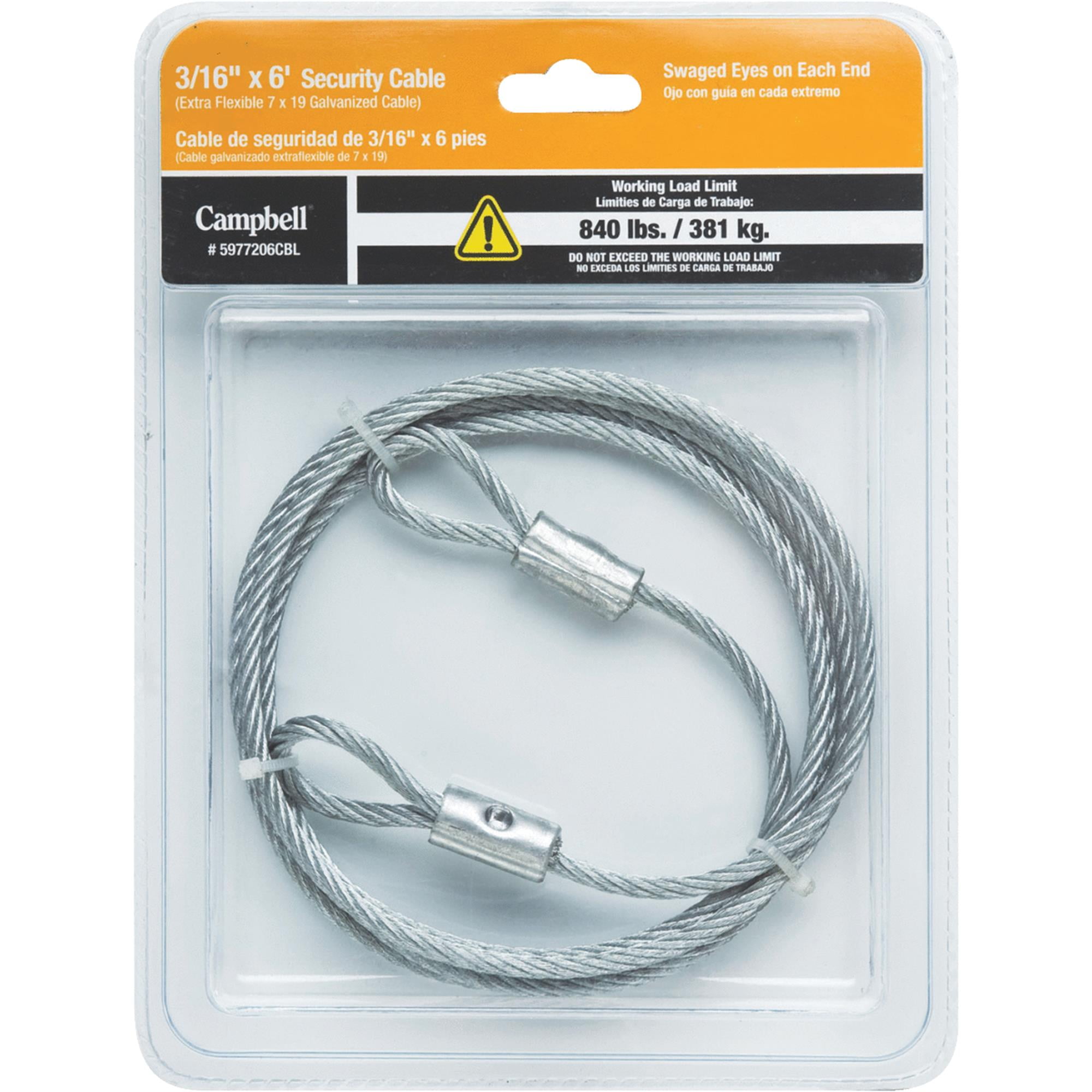 Campbell 5977206CBL SECURITY CABLE,3/16'X6'