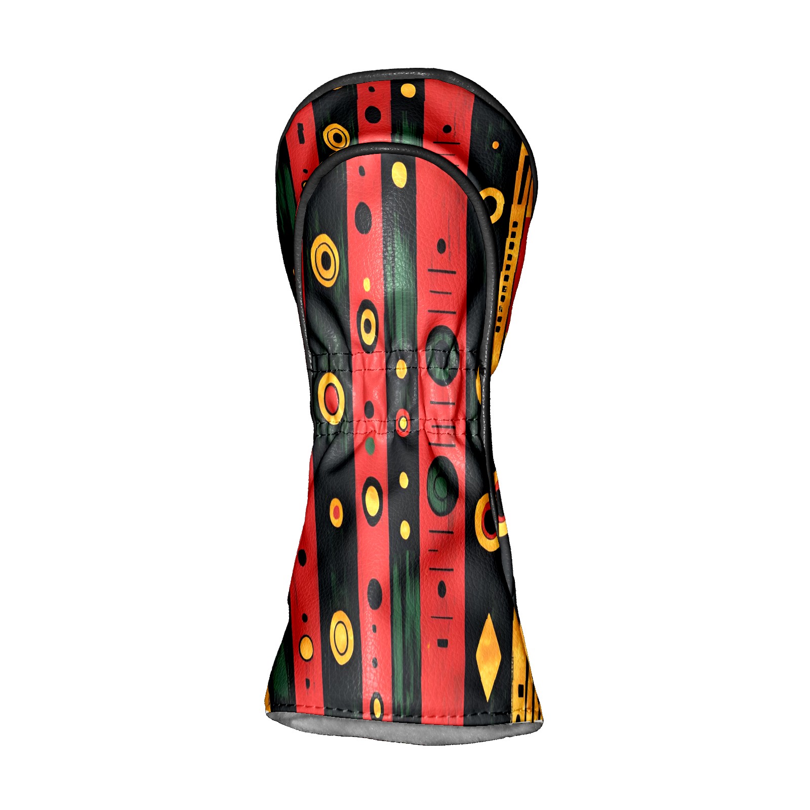 Golf Club Covers, Red GeometricStripe Premium PU Leather Driver Hybrid Putter Head Covers with Velvet Lining, Waterproof Golf Gifts for Men Women