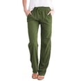 thumbnail image 1 of Sonducket Pantalones casuales sueltos para mujer para el hogar o la oficina - Tela de algodón Transpirable y absorbe el sudor Pantalones rectos Prendas para la parte inferior del cuerpo verde,1 2XL, 1 of 6