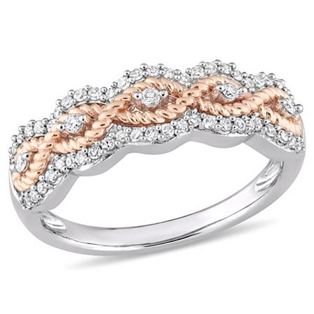 Miabella 1/4 Carat T.W. Diamond 10k Two-Tone White and Rose Gold Infinity Ring