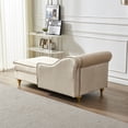 thumbnail image 3 of Miniyam Storage Chaise Lounge, Velvet Upholstered Sofa Recliner Lounge Chair with Pillow for Living Room Bedroom, Beige, 3 of 8