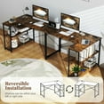 thumbnail image 3 of Resenkos 47-Inch Reversible L-Shaped Corner Desk with Adjustable Shelves - Rustic Brown/Black, 3 of 8