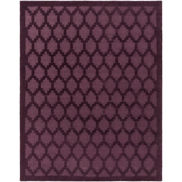 SolidStriped Milton Collection Area Rug in Plum Color and Rectangle
