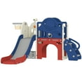 thumbnail image 2 of Qaba 8 in 1 Toddler Slide Set with Basketball Hoop,Telescope, Kids Playground for Toddlers Age 1-6 Indoor Outdoor, Blue, 2 of 9
