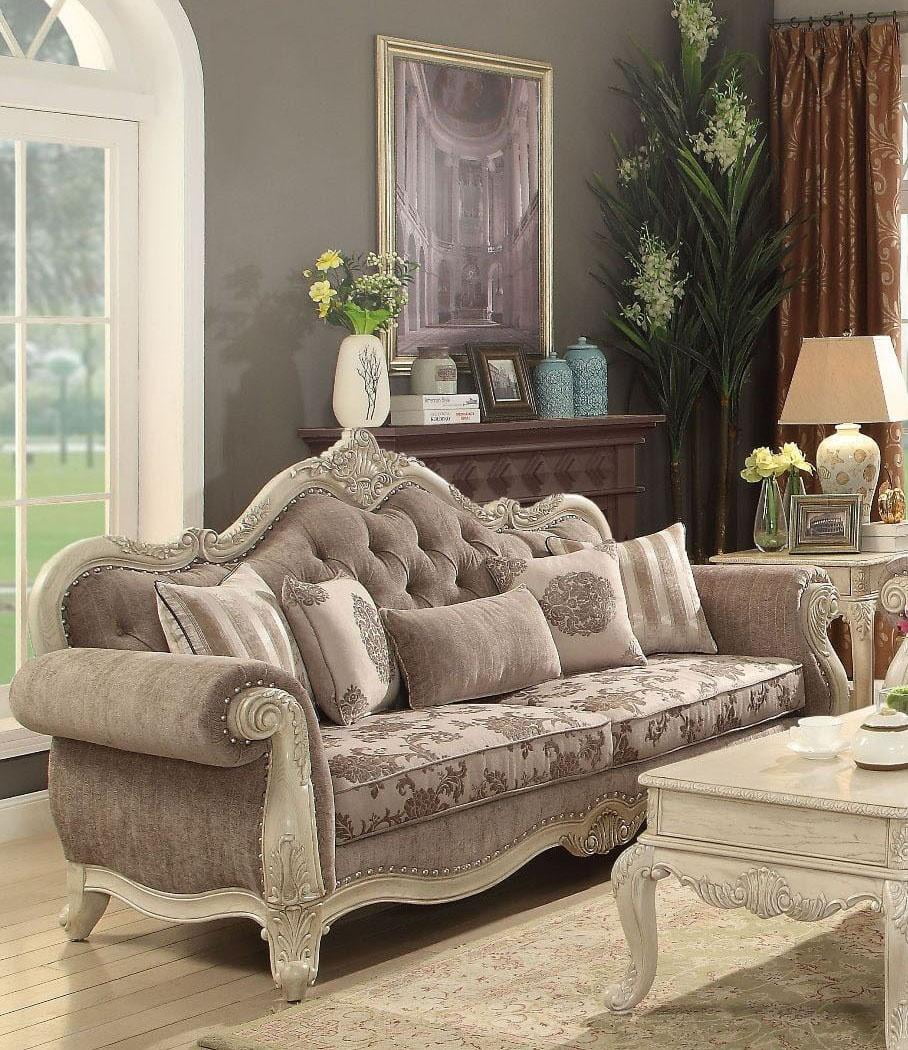 Antique White Gray Living Room Sofa Classic Acme Furniture 56020 Ragenardus Walmartcom Walmartcom