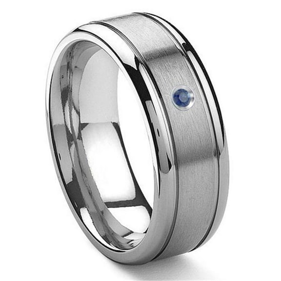 Titanium Kay Tungsten Carbide Solitaire Sapphire Newport Comfort Fit Mens Wedding Band Ring Sz 10.0