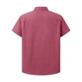 thumbnail image 5 of hlysgo Men's Stripe Shirts Regular Short Sleeve Dress Shirt Button Down Casual Summer Beach Travel Shirts Red,XL, 5 of 5