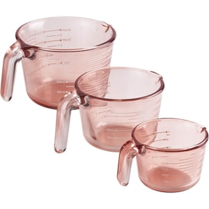 Cook With Color 3-Piece Pink Glass Measuring Cup Set