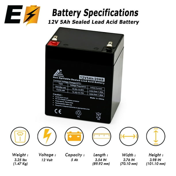 Replacement 12V 5AH Chamberlain 41A63571 Garage Door Opener Battery