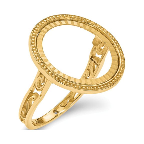 14K Yellow Gold Ring Band Themed Holds 1 10oz American Eagle coin Product does not include