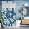 thumbnail image 6 of No Hook Lake Blue Starfish Coastal Shower Curtain with Snap in Liner Set, Shell Summer Beach Nautical Waterproof Fabric Bathroom Curtains with See Through Top Window, Hotel Style Stall 54 x 78 Inch, 6 of 9