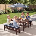 thumbnail image 4 of Gymax Kids Picnic Table Outdoor Wooden Table & Bench Set w/ Removable Umbrella, 4 of 10