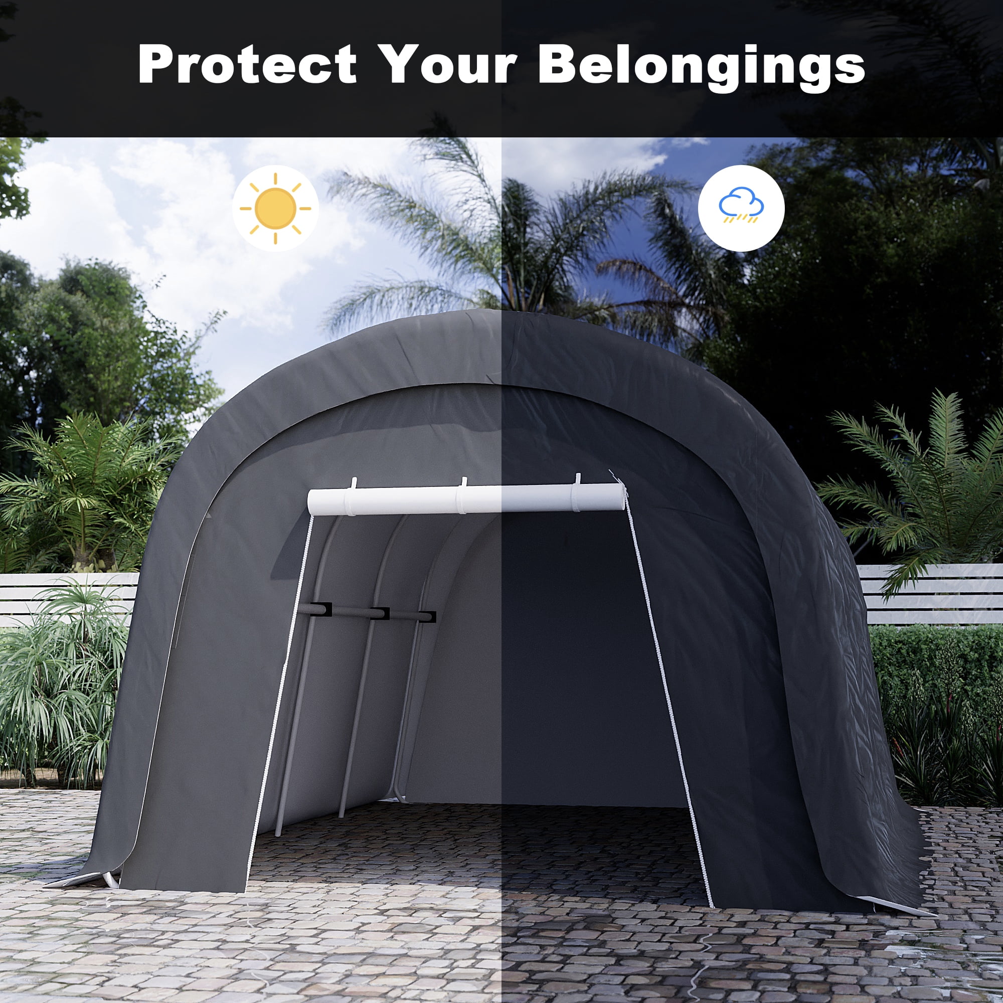 VENTOPYR 10x20 ft Carport,Heavy Duty Car Canopy with Steel Frame,Portable Outdoor Garage Carport