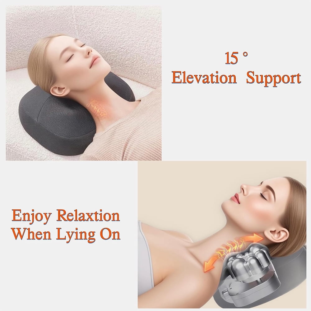 Cordless Shiatsu Back Massager - 3D Kneading Pillow with Double-Sided Heat, Neck/Shoulder/Waist/Leg Use